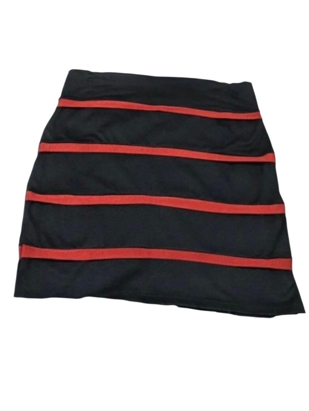 NWOT Black & Burnt Orange Striped Mini Skirt